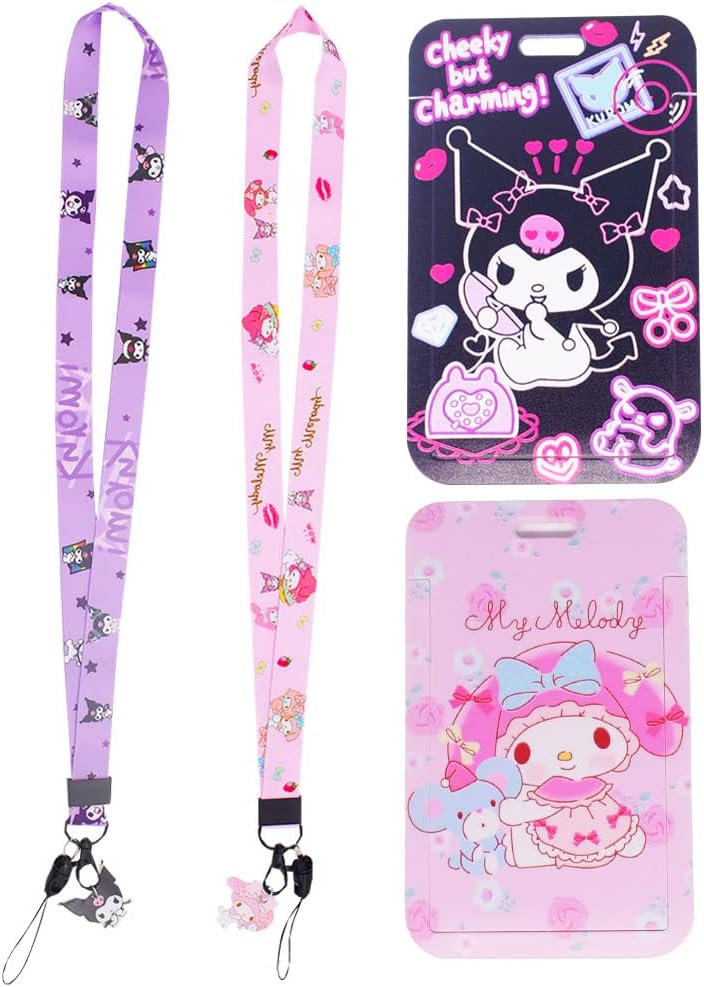 Cartoon Lanyard, 2 Set Rabbit Card Holder for Lanyard, Card Holders for Lanyards, Lanyard ID