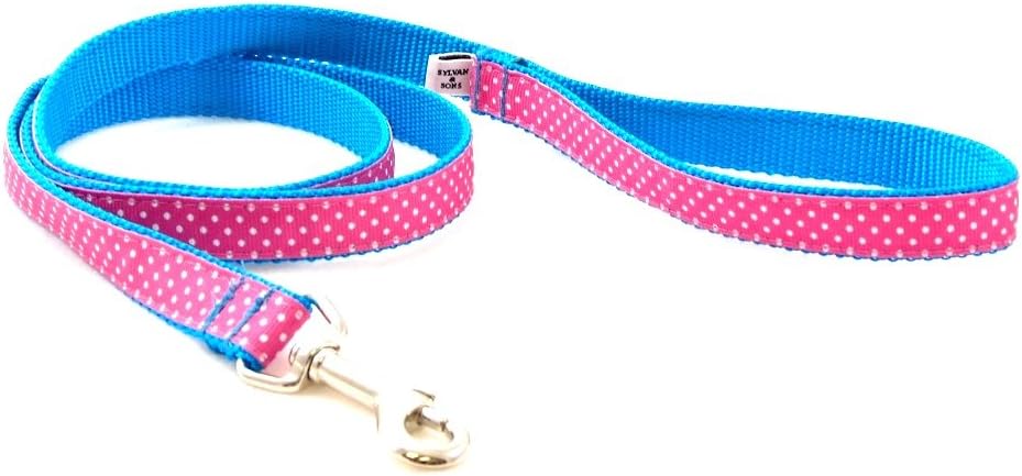 Seaside Pink Polka Dot Dog Leash (MD-3/4 x6')