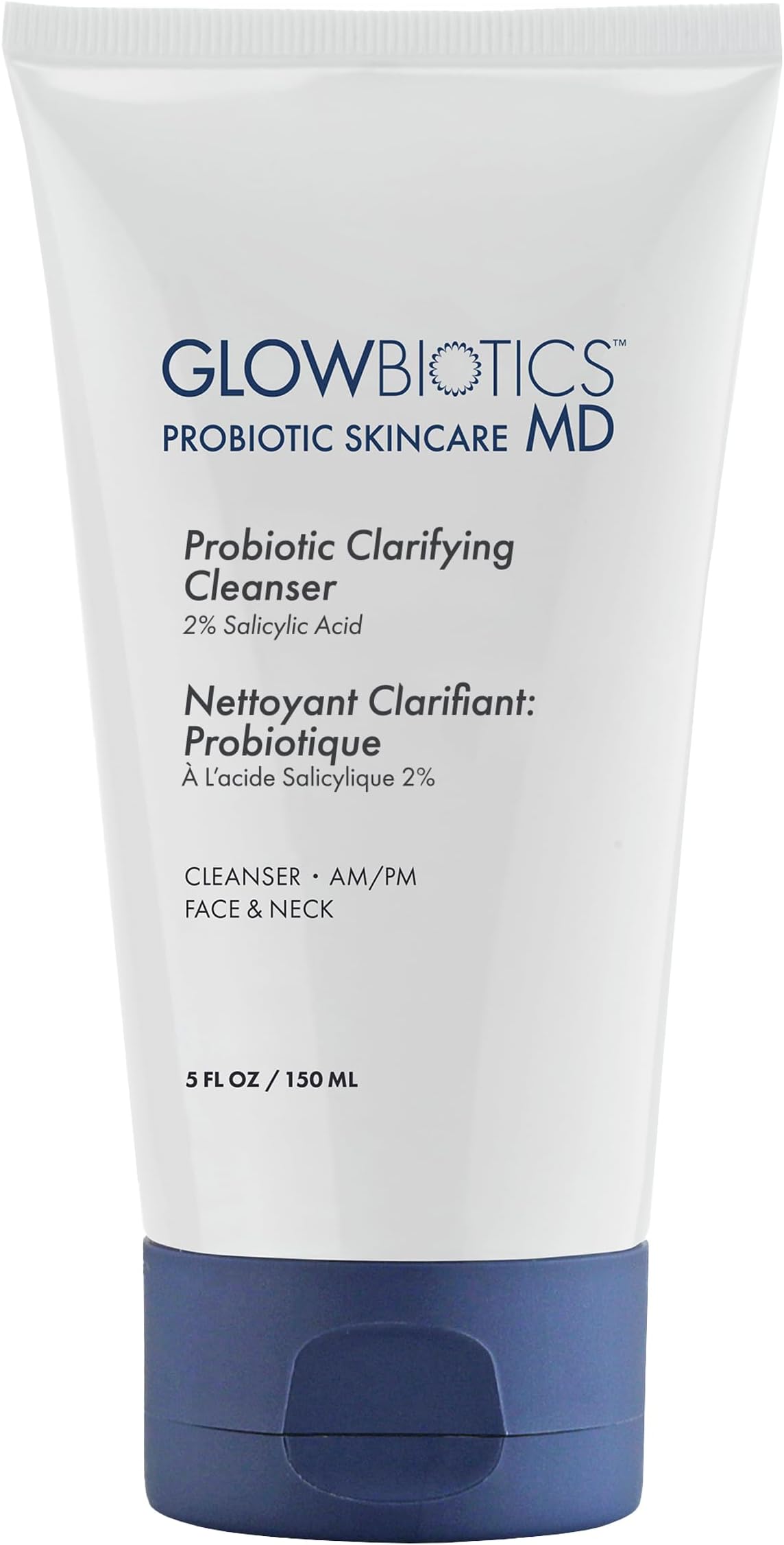 Glowbiotics Probiotic Clarifying Cleanser - 2% Salicylic Acid (BHA) & Peptides - 5 oz - Gentle Foaming Face Wash