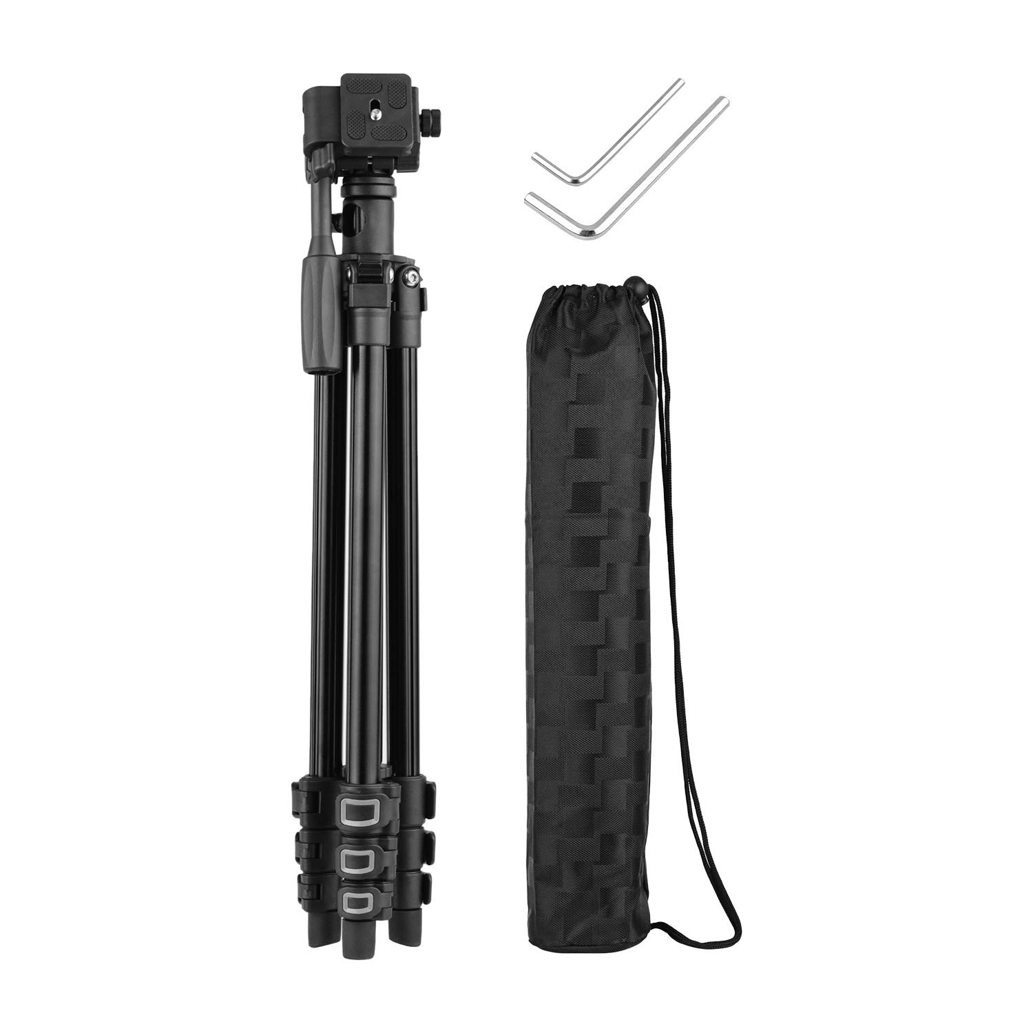 Andoer Treppiede per Fotocamera con colonna centrale Transversal, con testa girevole e inclinabile a 3 vie per fotocamere DSLR, videocamere, mini proiettore