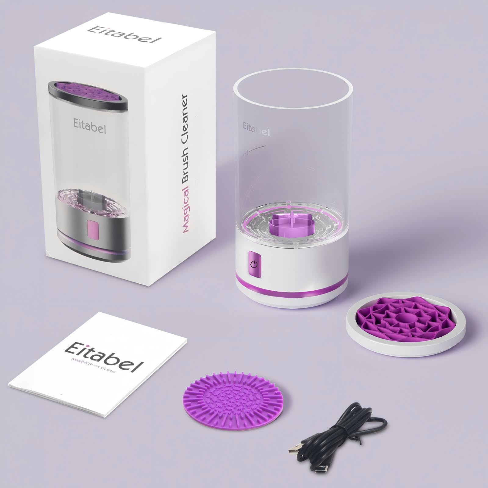 Nettoyeur électrique de pinceaux de maquillage, 2-en-1 Nettoyeur & Laveur, Spinner automatique pour tous pinceaux & éponges de toutes tailles