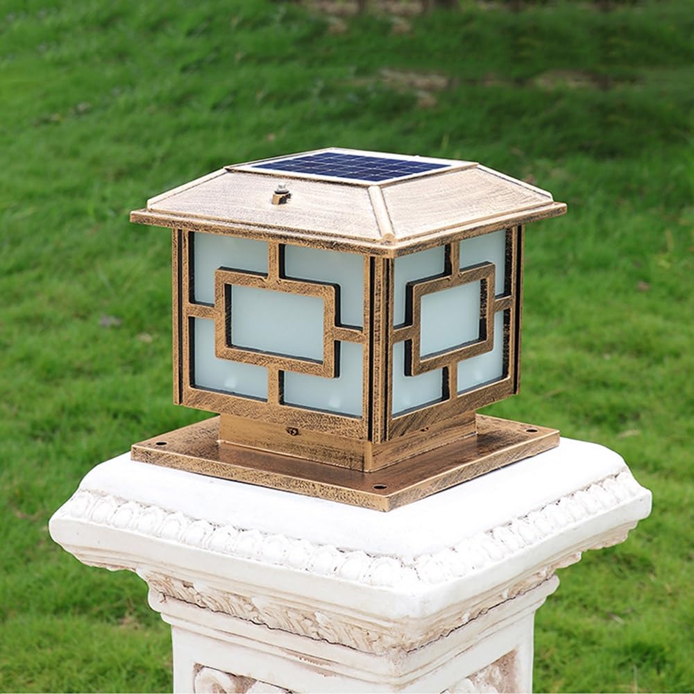 Lampe Solaire D'Extérieur avec Télécommande pour Poteau, Lampadaire De Jardin, Clôture, Terrasse, Boîte Aux Lettres, Cour Ou Porche,Bronze-Small