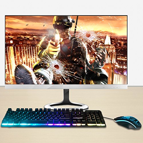 (Upgrade Version) FLAGPOWER LED Backlit Wired Gaming Keyboard and Mouse Combo, Mechanical Feeling Rainbow LED Backlight Keyboard with 3200DPI Adjustable USB Mice for PC/laptop/MAC/win7/win8/win10