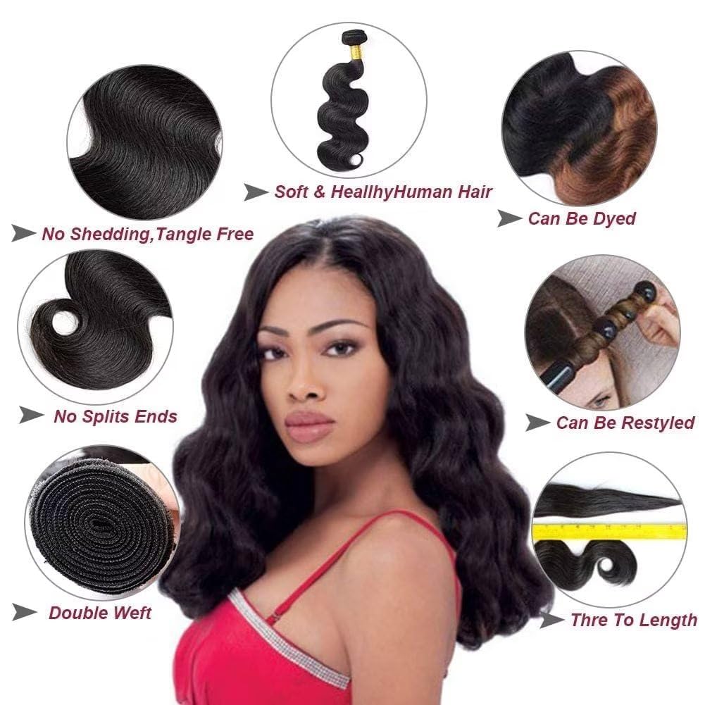 Body Wave Human Hair Bundles Matassa Capelli Veri Tessitura Capelli Naturali Umani Donna Capelli Umani Brasiliani Brazilian Virgin Hair Weave Bundles 18 20 22 Pollici 300g