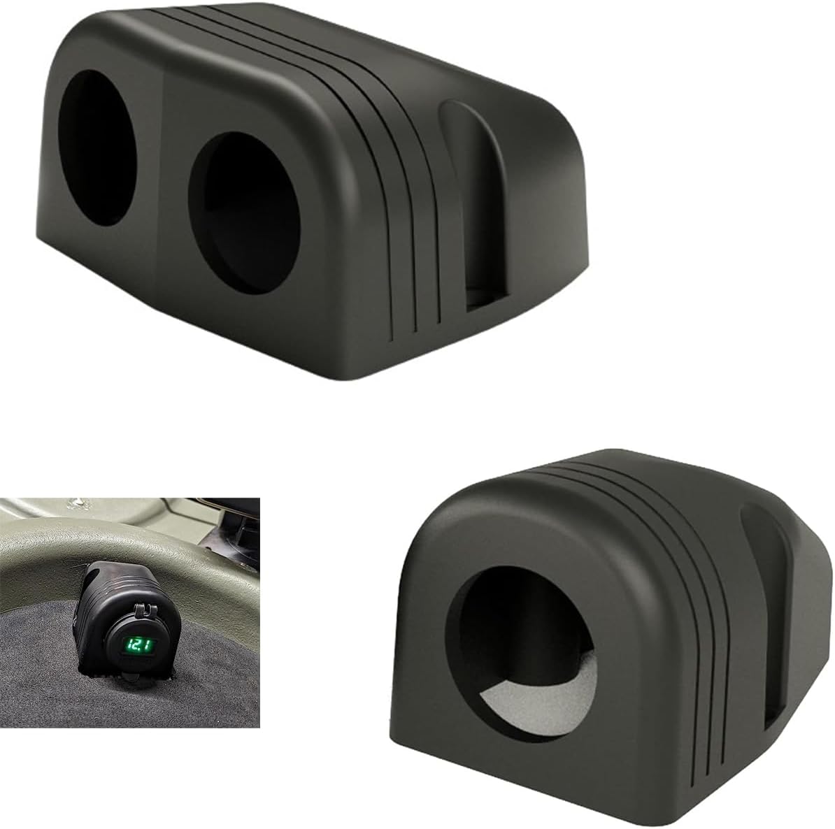 2 Pack Under Dash Mount Panel Tent Type Case Cover 2 Hole Socket Adapter for RV USB Outlet Panel Car Phone Charger USB Cigarette Lighter Socket Trailer Camper Boat Tractor Kayak Pickup Topper