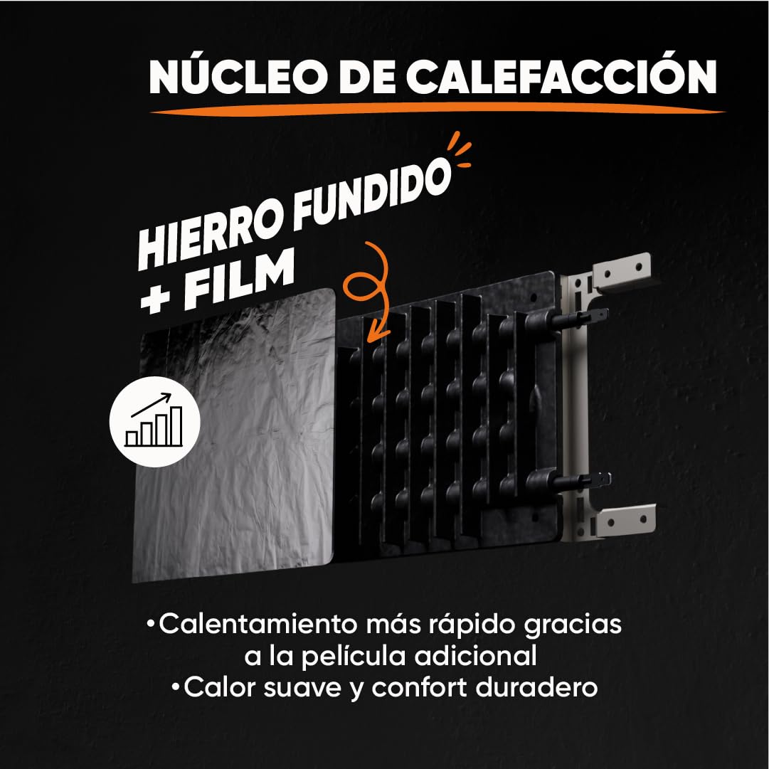 BESTHERM - Radiador eléctrico fijo de inercia seca hierro fundido+película 1000W Bestherm NEMESIS horizontal blanco