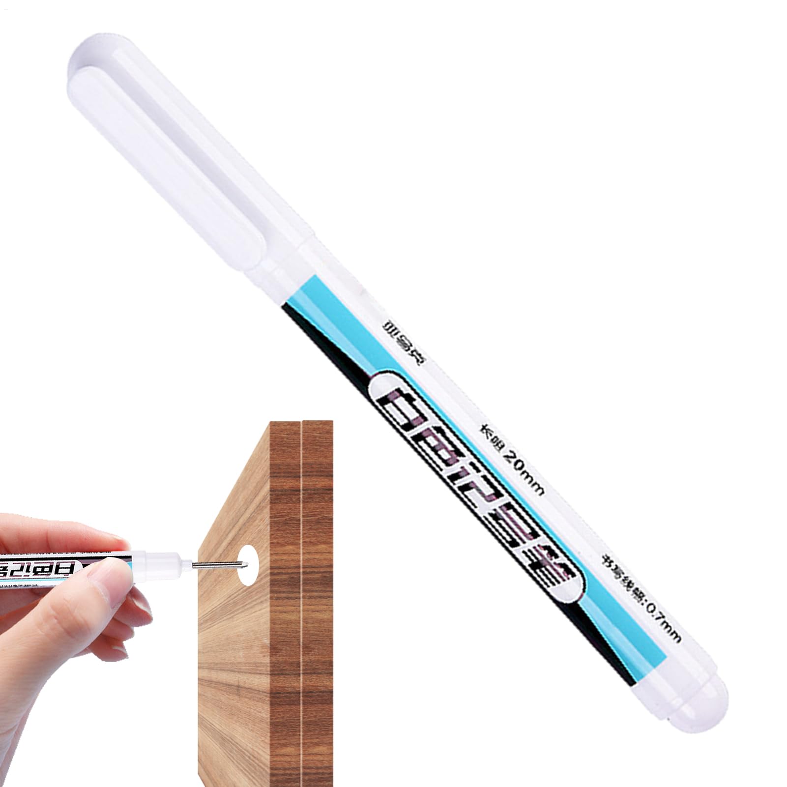 Rotulador – Rotulador permanente de secado rápido, tinta blanca resistente al agua, punta de 20 mm, herramienta de marcador | Ideal para madera, piedra, metal, cerámica, manualidades