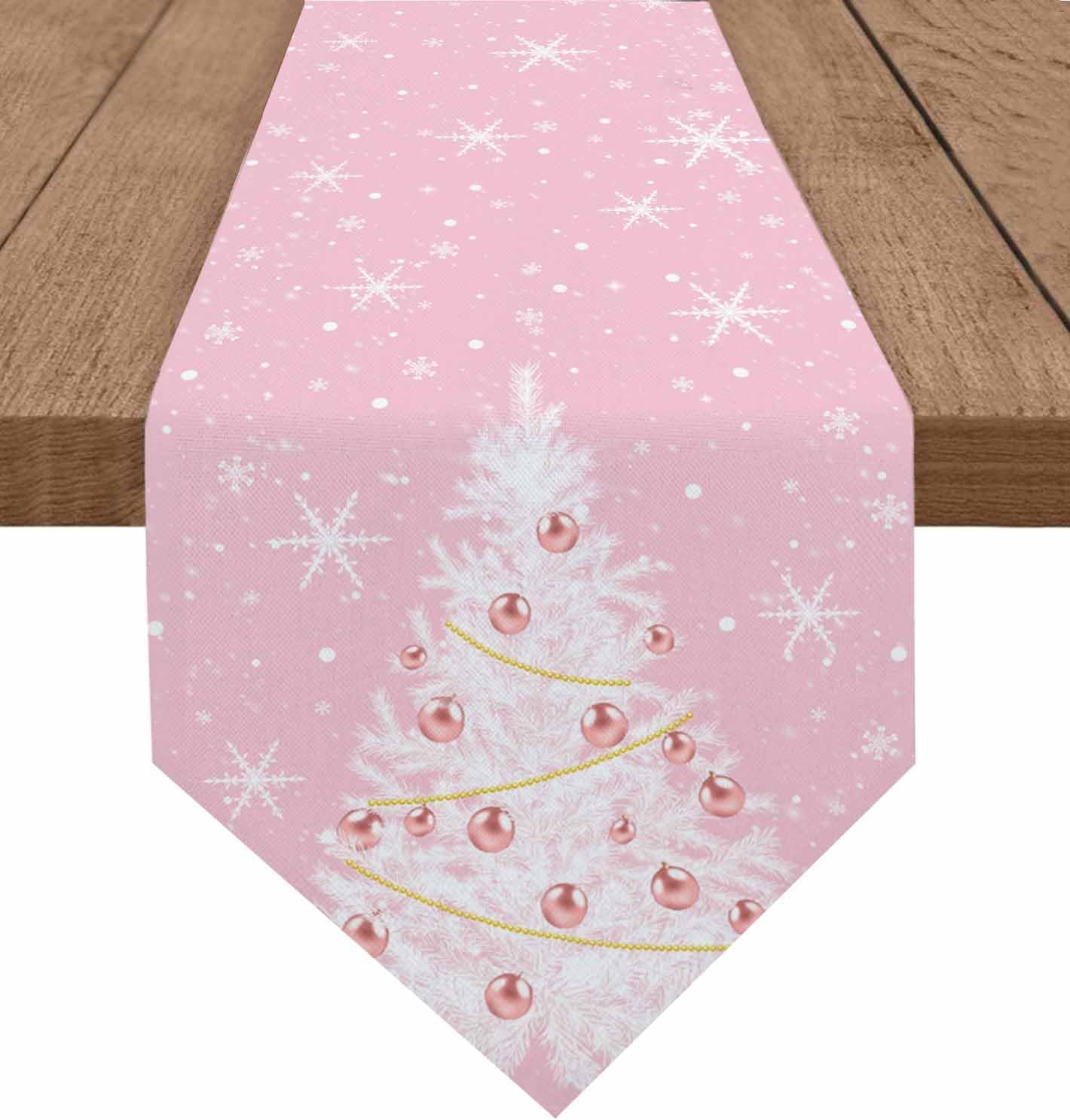 Christmas Table Runner 36 inches Long, Farmhouse Snowflake