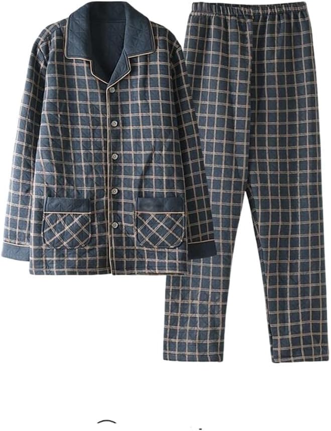 Middle-aged Pajamas Men Add Thick Cotton Long-sleeved Home Clothes Autumn And Winter Thin