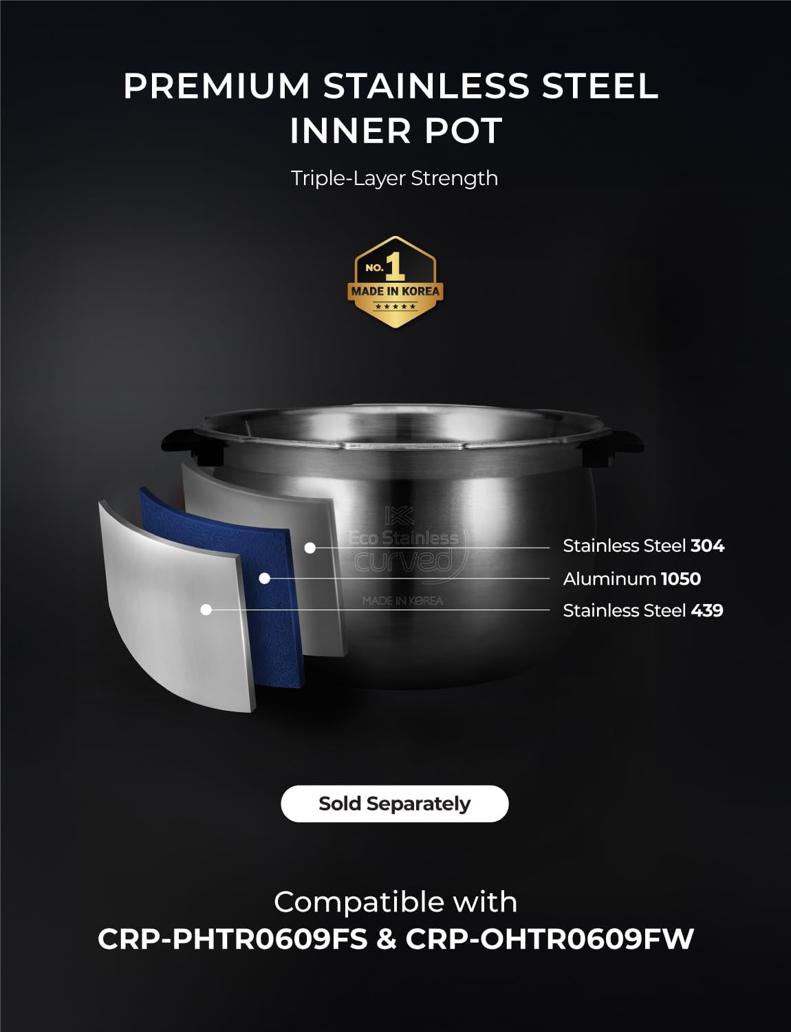 CUCKOO Twin Pressure Rice Cooker 6-Cup Uncooked / 12-Cup Cooked with Induction Heating Technology, Silent Pressure System, Open Cooking Mode, Dynamic Display, Eco Inner Pot, Gray (CRP-PHTR0609FS)
