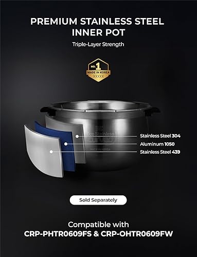 Miniatura 3 de CUCKOO Olla arrocera de doble presión de 6 tazas sin cocer / 12 tazas cocidas con tecnología de calentamiento por inducción, sistema de presión