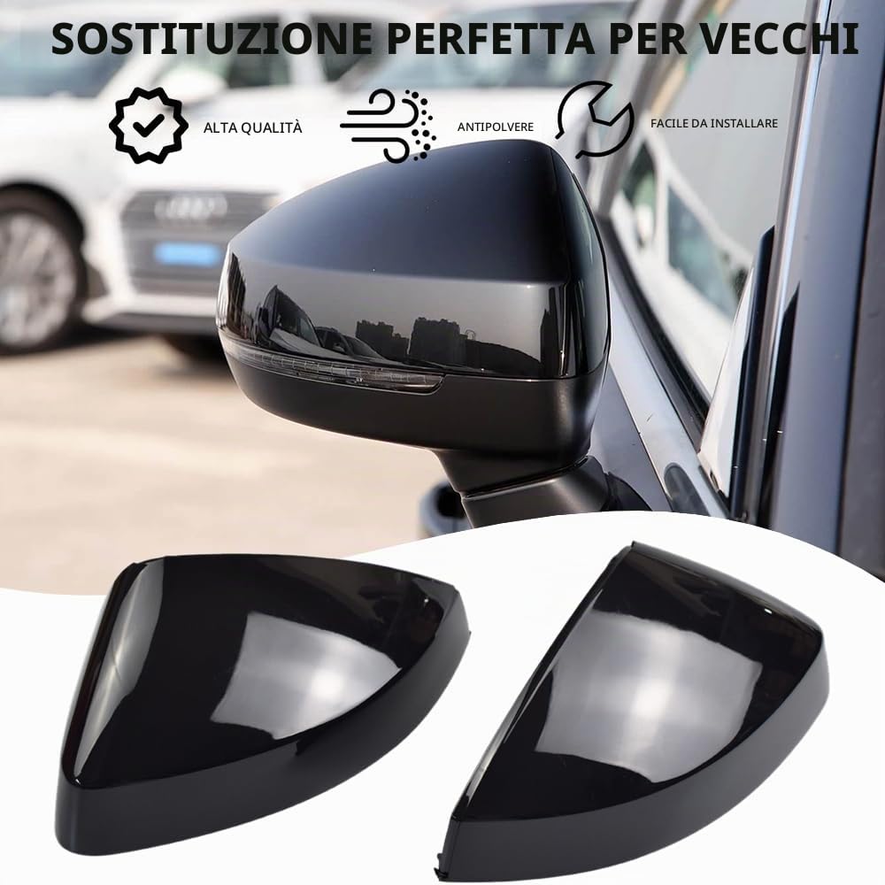 1 paio copri specchietto retrovisore copri specchietto retrovisore adatto per A3 S3 8V RS3 2013-2019 (nero brillante)