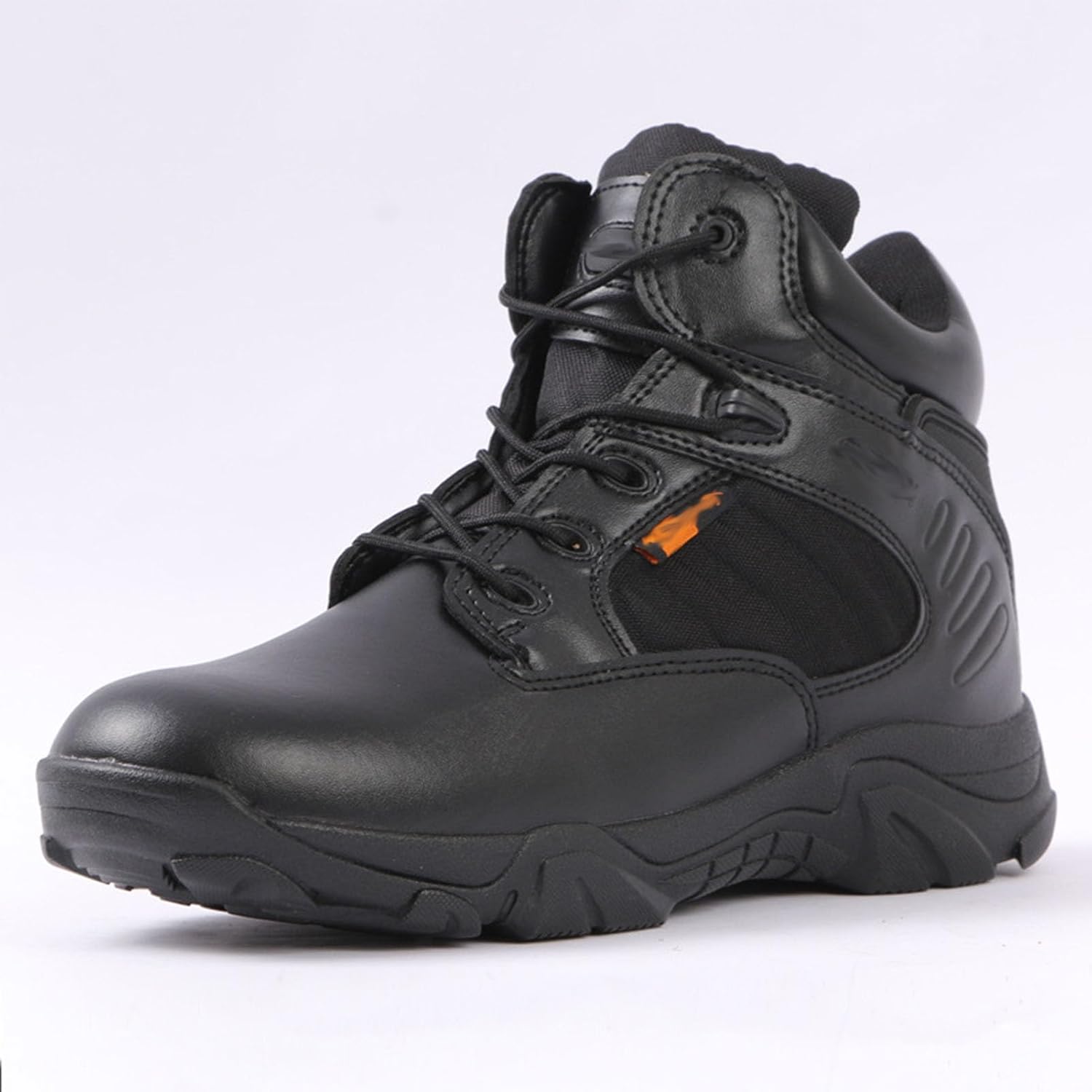 Men's Breathable Tactical Military Work Boots Side Zipper Leather Lightweight Hiking Motorcycle Combat Boots