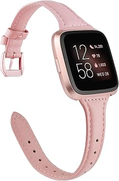 TOYOUTHS Leather Strap Compatible with Fitbit Versa/Versa 2 Watch Bands Women Men Slim Genuine Leather Wristbands Replacement for Versa Lite/Versa 2 Special Edition Classic Accessorie Multi Colors