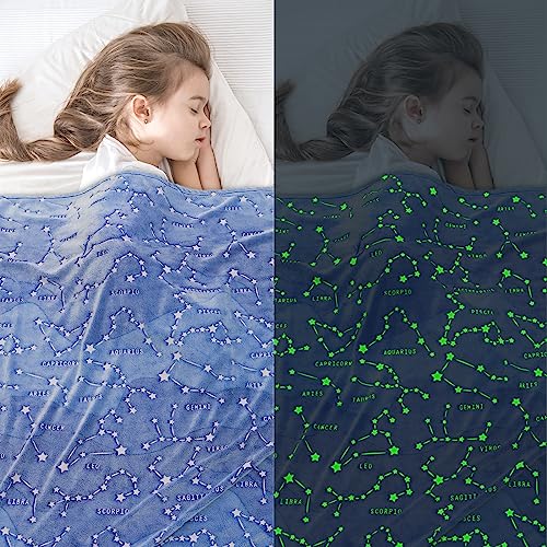 Birthday Gifts For Kids Boys Girls Women Glow In The Dark Blanket Soft Constellation Blanket Astronomy Constellations,Space, Solar System,Star Lovers Blanket Gift For Men, Women, Teen, Boys Girls #TOP1
