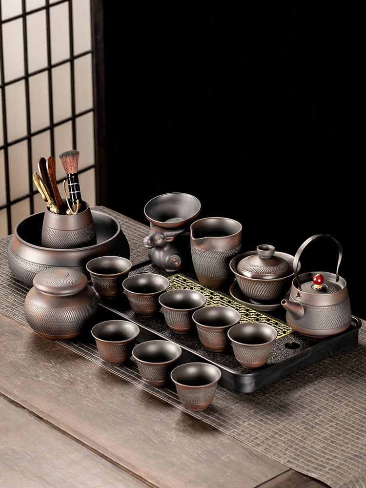 DFSHGDF1450-TEASET fioletowa ceramika zestaw do herbaty Gongfu, zestaw do herbaty Kung Fu lekki luksusowy wysokiej klasy chiński styl chiński zestaw do herbaty Gongfu, retro nóż do skakania czajniczek