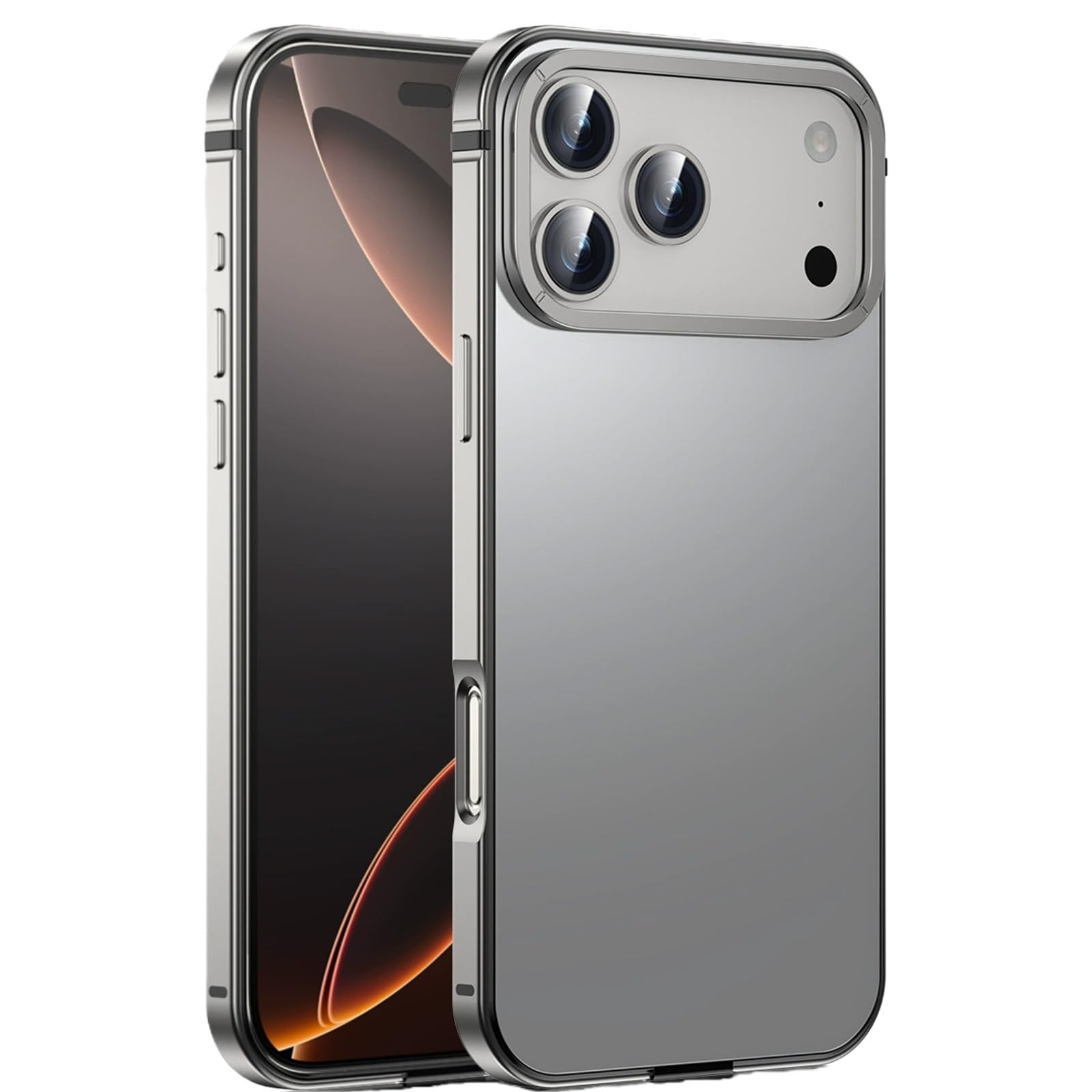 Coque aluminium iPhone 17 Pro Max cadre silicone souple anti-choc et gris - 8