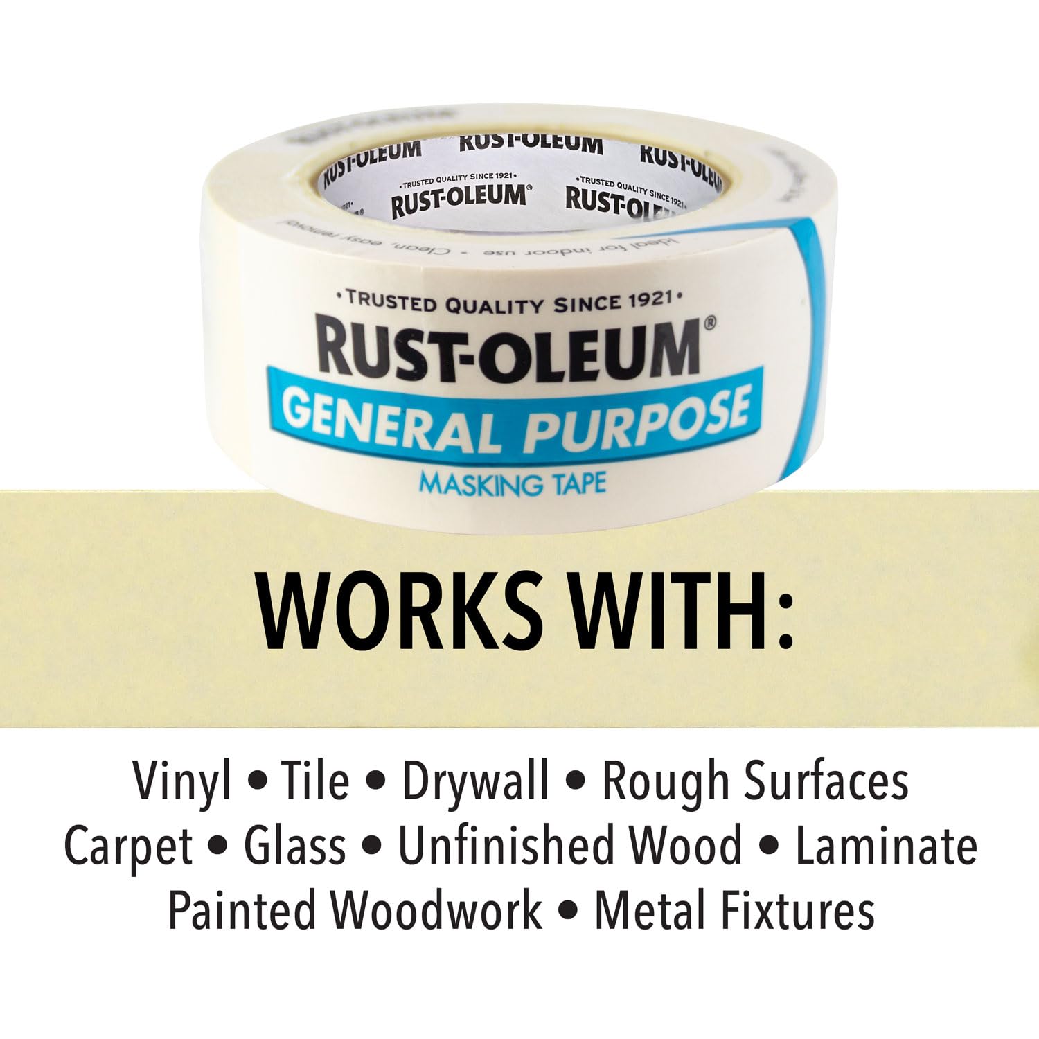 IPG Rust-Oleum ogólnego przeznaczenia taśma klejąca, łatwa do przyklejenia i usunięcia, 1,9 cala x 60 metrów, pojedyncza rolka