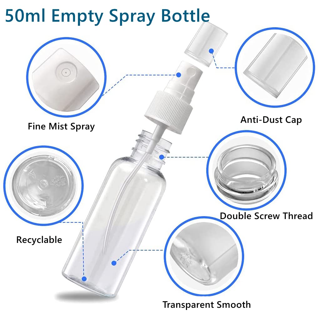 getalong 6 Pcs Spray Bottles,Mini Spray Bottles,2oz/50ml Plastic Small Travel Bottle Set,Refillable Hand Spritzer Bottles for Liquids : Beauty & Personal Care