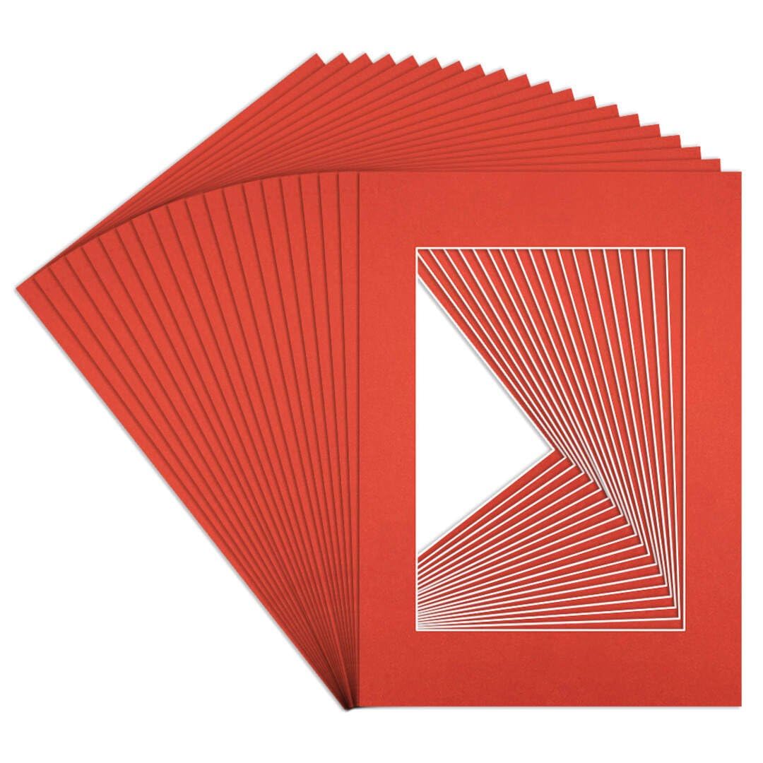 Procut Global 7x5" Poppy Red Picture Mounts to Fit 5x3.5" Aperture - Precision Cut Cardboard Photo Mount - Ideal for Frames, Prints, Artwork & Certificates - Sizes & Colours Available - 20 Pack