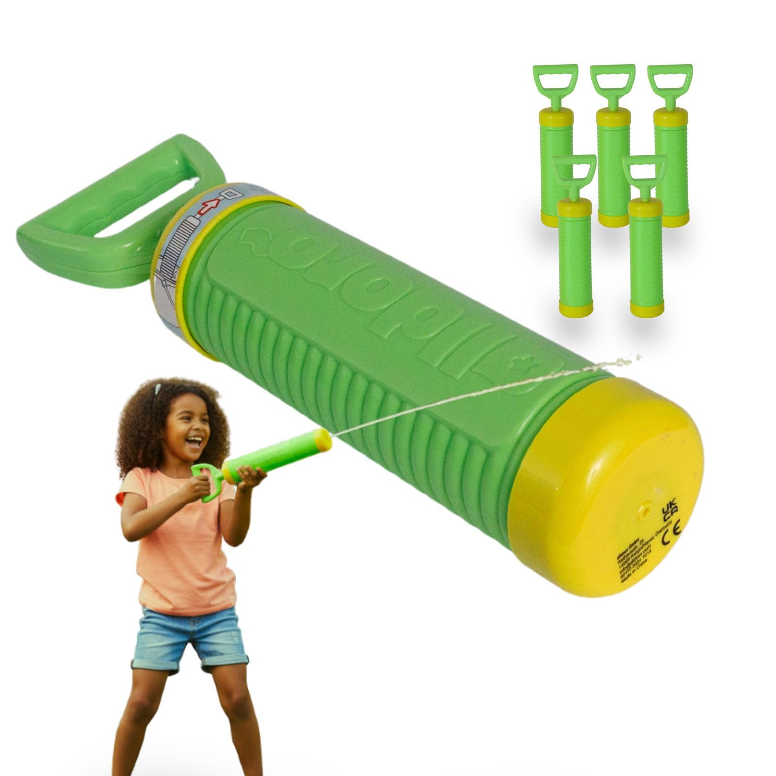 alldoro Wasserspritze 6er Set 30 cm, Wasserblaster, Spritzpistole | grüne Wasserblaster mit sehr hoher Reichweite für Garten & Strand, ideal als Geschenk für Kinder, Für Kinder ab 3 Jahre