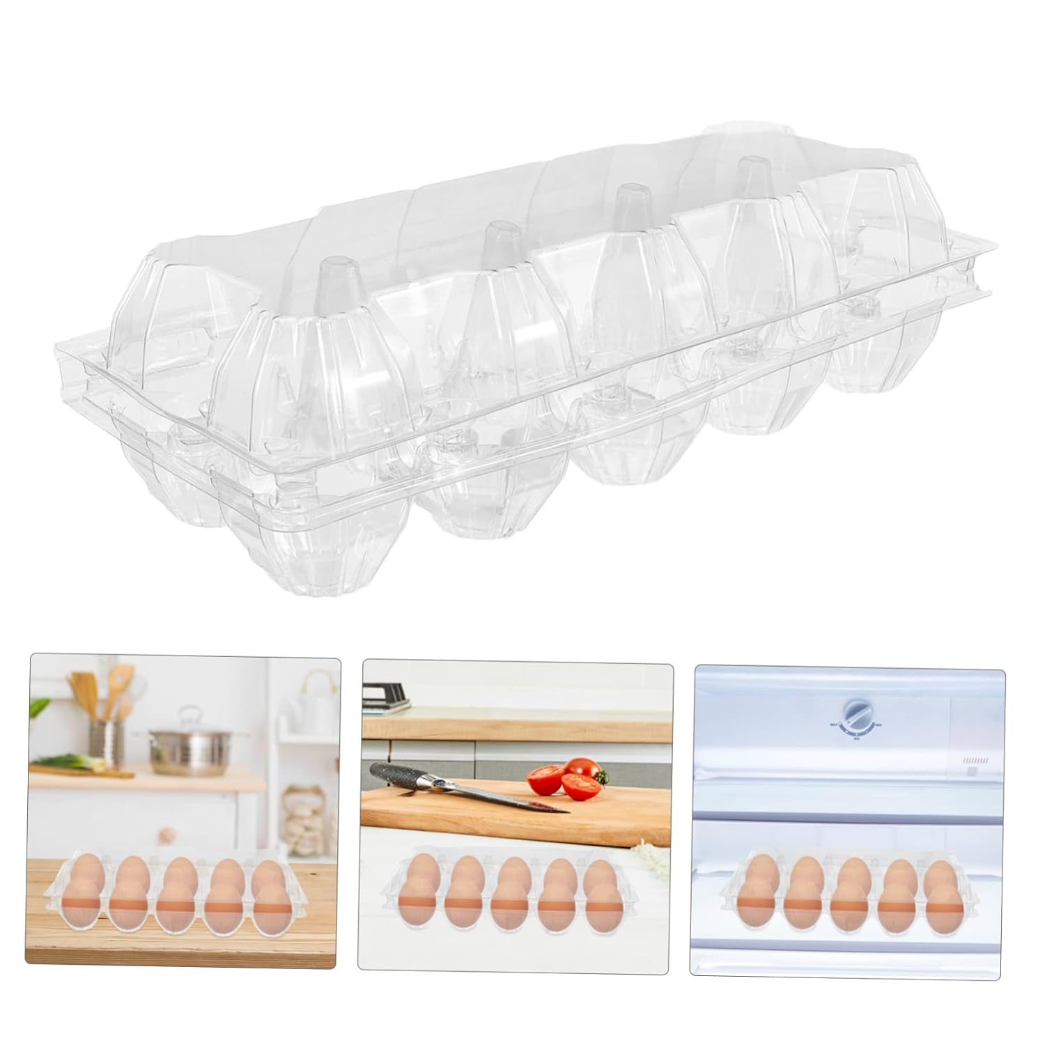Healifty 30pcs Clear Egg Storage Containers Reusable Impact Resistant Plastic Egg Protectors for Fresh Transport Refrigerator Organization Space Efficient Kitchen