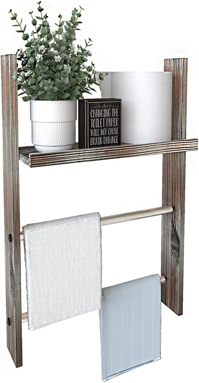 Amazon.com: J JACKCUBE DESIGN Rustic Wood Wall Mount Towel Rack with ...