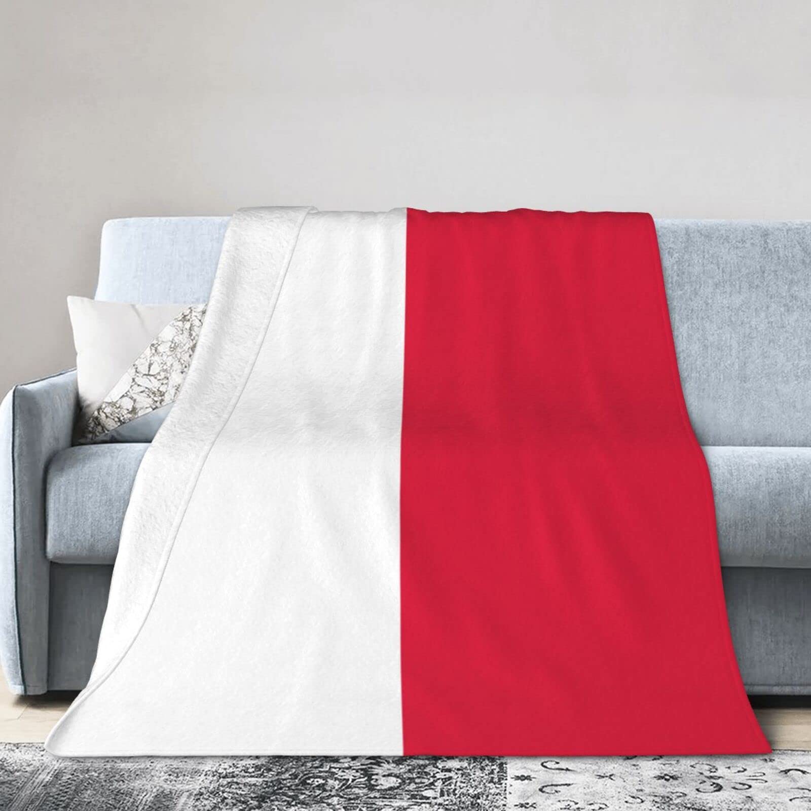 Melbrakin Poland Flag Blanket Throw Blanket Flannel Fleece Blanket Soft Fuzzy Lightweight Blanket For Sofa Bedroom Couch 60"X50"