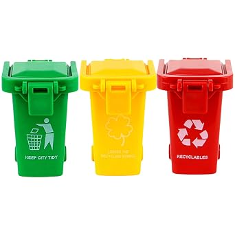 Trash Pack Toys | with Lid & Wheels Mini Recycling Bin | Portable Waste Holder Bucket for Desktop Table Desk Kids Birthday Classroom Party Office