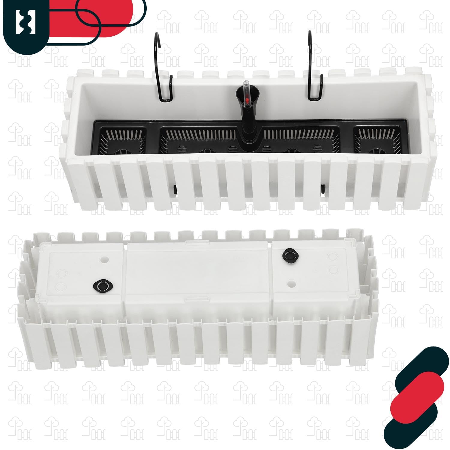 KOTARBAU® 6 uds Maceta - Jardinera Exterior - Macetero Autorriego - Macetas Plástico - 58 x 18 x 16 cm - Blanco - Maceta Colgante - Jardinera Balcon - Macetas para Colgar