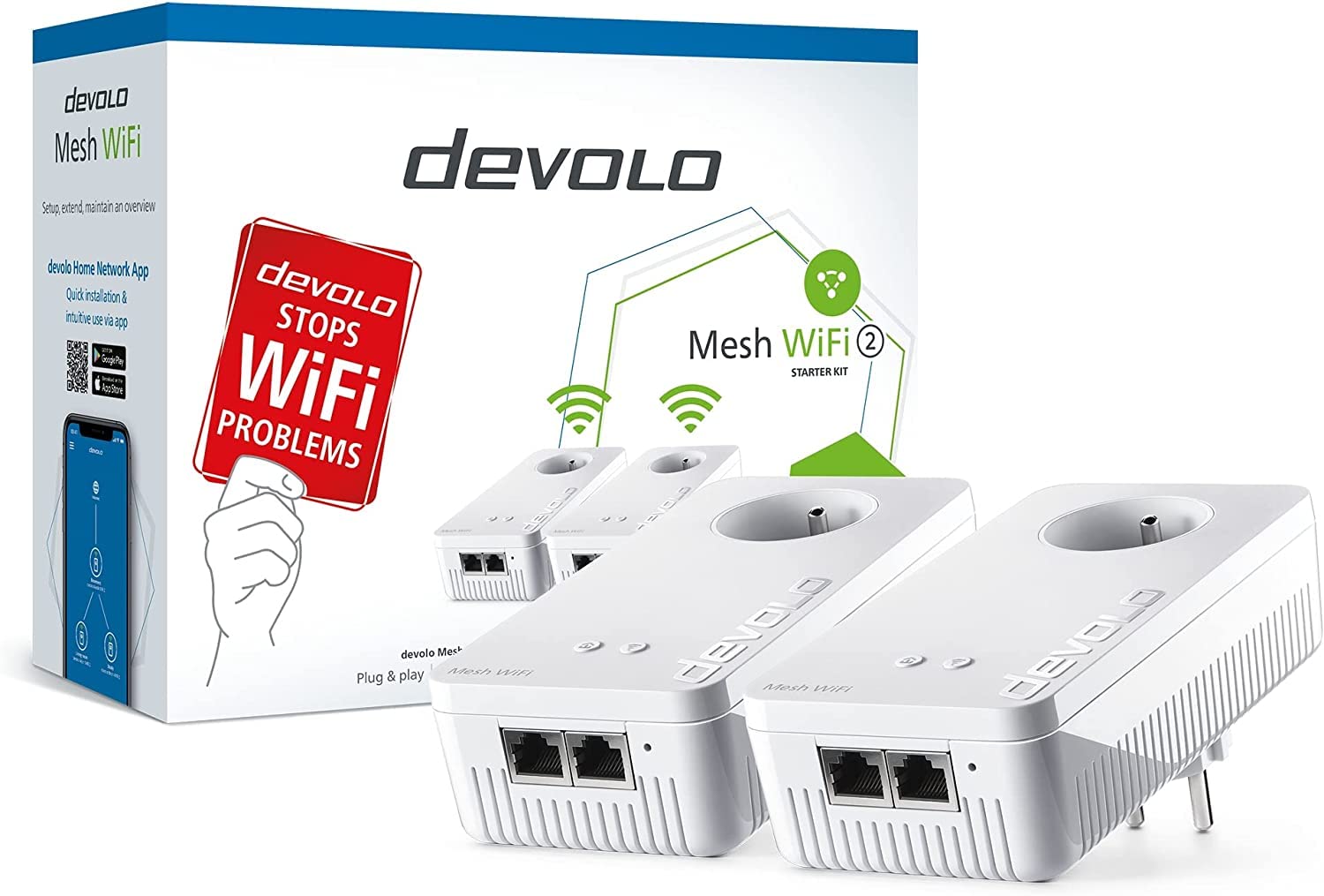 devolo Magic 2 WiFi 5 (AC) Multiroom Kit : 3X Adaptateurs CPL WiFi, Prise Gigogne & Magic 2 LAN Triple Adaptateur d'extension : 1x Adaptateur CPL, Prise Gigogne (2 400 Mbits, 3X Gigabit Ethernet)