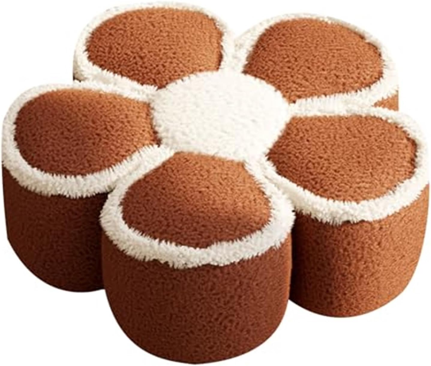 Home Furnishing Pouf Ottoman Lmitation Lamb Wool Stool Ottoman Petal Shape Foot Stool Cushion Floor Poufs Foot Rest for Living Room(Pink)