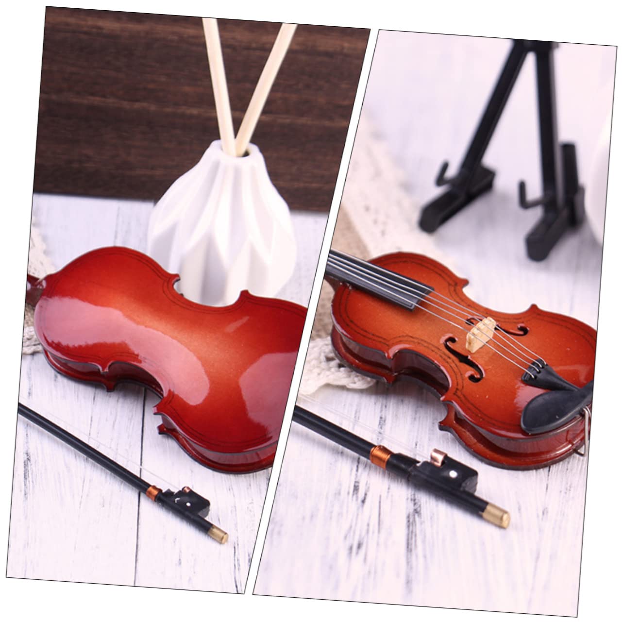 ABOOFAN Miniatura Violino con Archetto e Custodia Decorazione da e Fotografia Strumento Musicale e