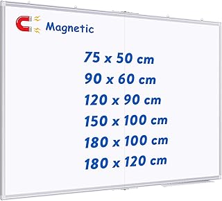 maxtek Pizarra blanca magnética de 150 x 100 cm para pared, marco de aluminio, pizarra blanca grande con bandeja para bolígrafos, pizarra de borrado en seco para casa, oficina, escuela Global Recycled Standard Global Recycled Standard The Forest Stewardship Council Global Recycled Standard