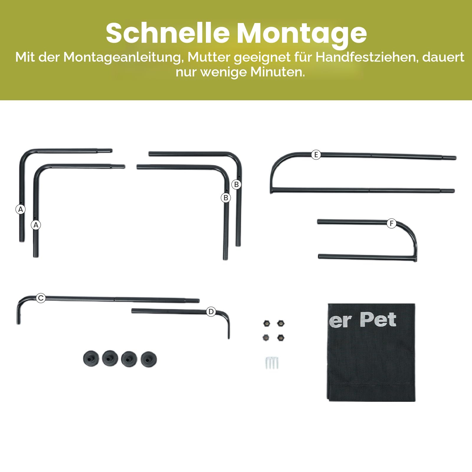 Gardner Pet Hundeliege Outdoor, Schwarz, L, 125 x 78 x 31 cm | Erhöhtes Haustierbett, Kühlend, Waschbar, Robuste Luftzirkulation, Für Draußen