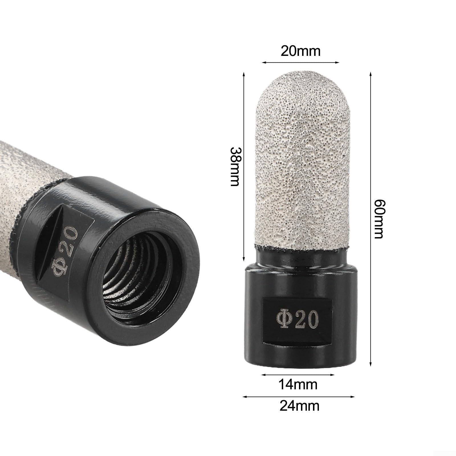 Embout à bout sphérique brasé sous vide de 20 mm, tête de meulage de fil, fraise en carbure pour marbre, granit, finition des bords de carrelage, chanfreinage, ébavurage (orange)