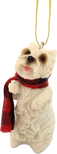 Adorno navideño para perro, figura colgante de temporada de terrier blanco, árbol de Navidad, decoración del hogar y regalo para dueños de mascotas,