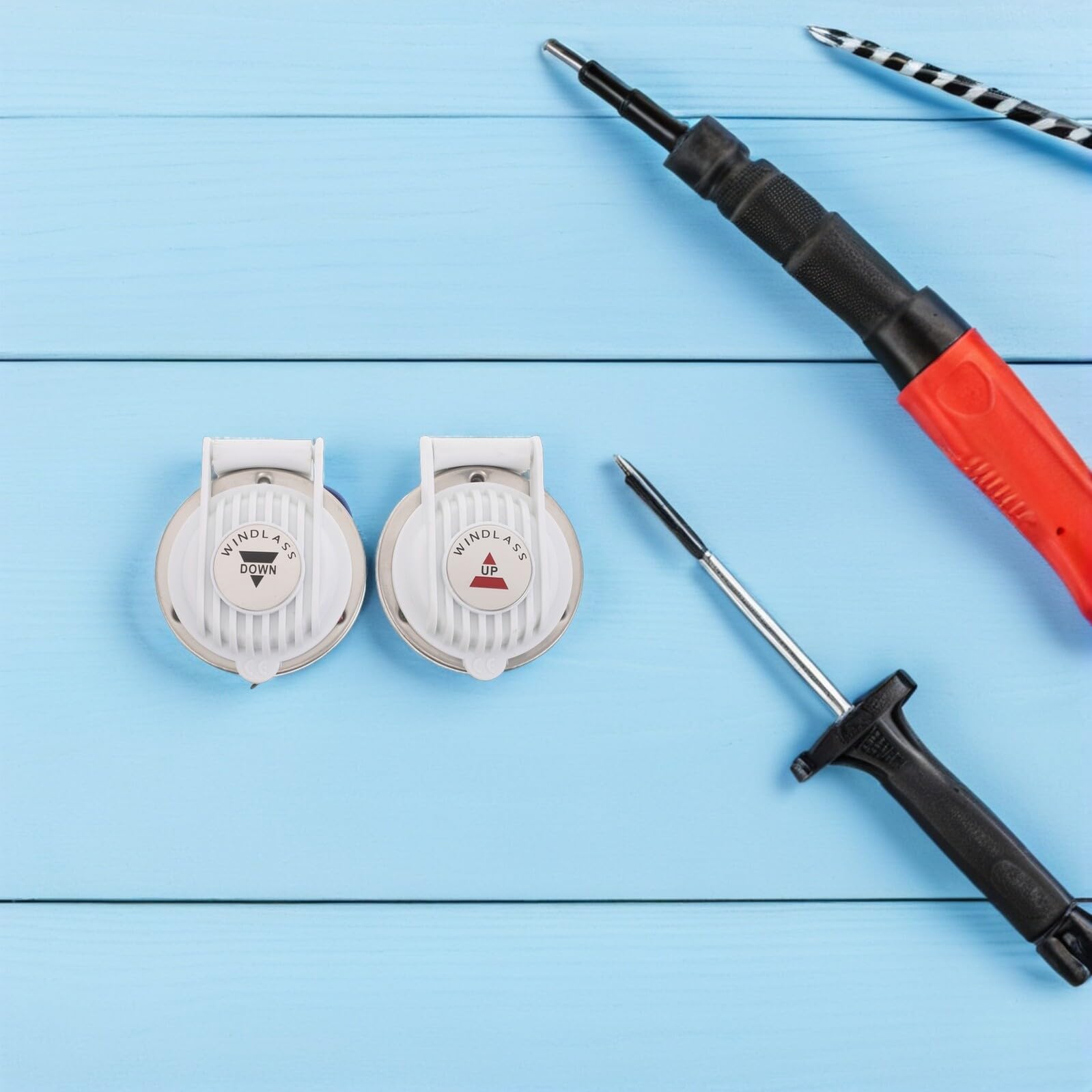 Alasum Interrupteur Pied D’Ancre Marin, Commande de Guindeau Robuste, Kit 2 Pièces Blanc, Système de Contrôle D’ancrage pour Bateau de Pont, Accessoire Navigation de Plaisance,