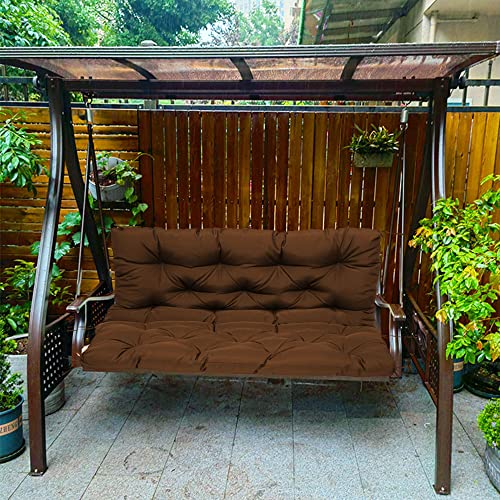 Cojín grueso impermeable para columpio, 10 cm, 2-3 plazas, almohada para banco de patio al aire libre, 120 x 100 x 10 cm, accesorio de jardín, color marrón, respaldo cómodo