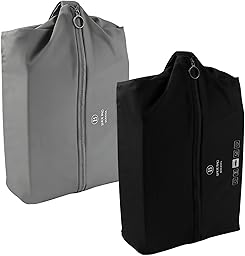2 Stück Schuhbeutel Reise mit Tragegriff,Geruchsdicht Wasserdicht Schuhtasche mit ReißverschlussTragegriff, Schuhsack Reise Organizer,für Gym, Koffer, Schwimmen, Reise Oder Zuhause(Schwarz, Grau)
