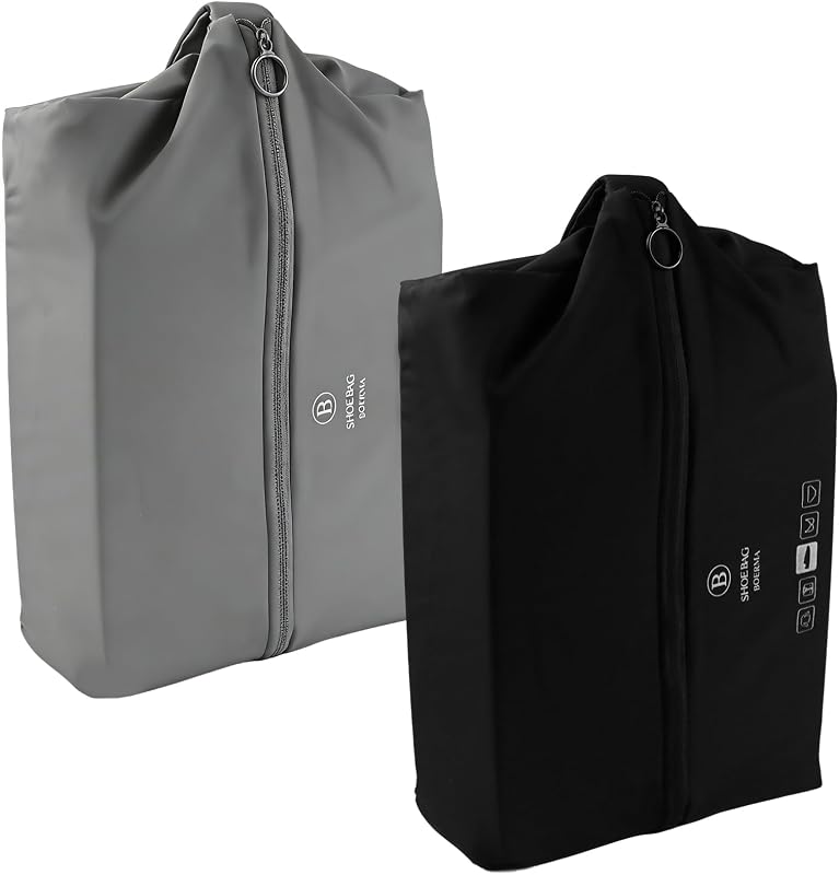 2 Stück Schuhbeutel Reise mit Tragegriff,Geruchsdicht Wasserdicht Schuhtasche mit ReißverschlussTragegriff, Schuhsack Reise Organizer,für Gym, Koffer, Schwimmen, Reise Oder Zuhause(Schwarz, Grau)