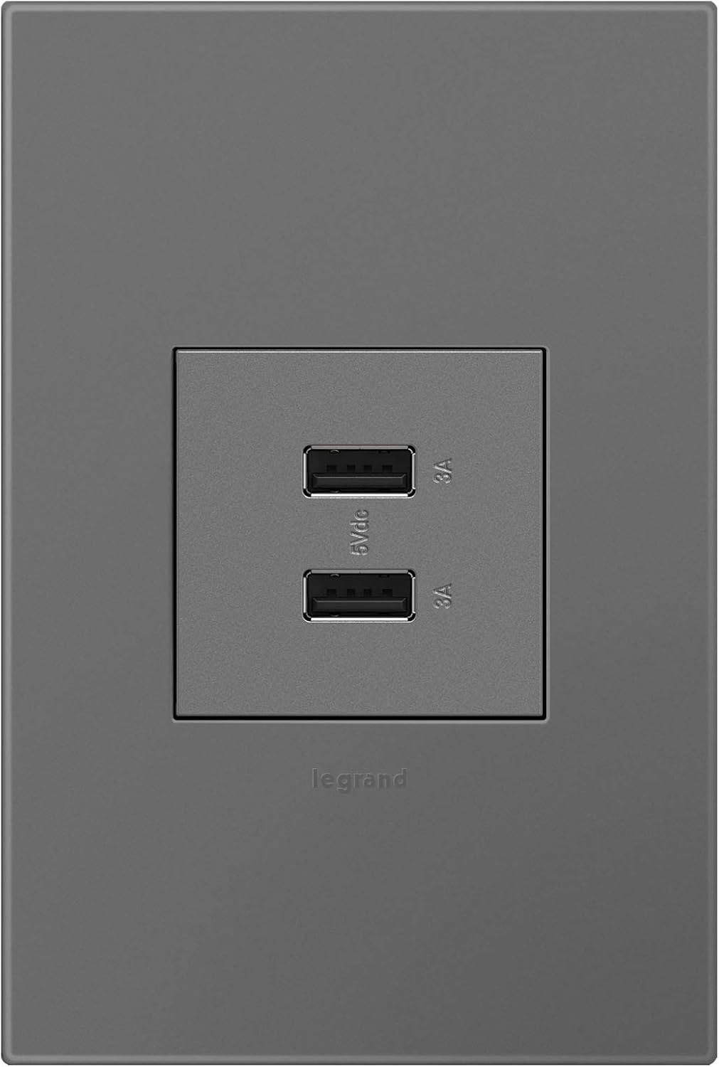 Chеареѕt 🛒 adorne Full-Size, 6A, A/A USB Outlet, Magnesium, ARUSB2AA6M4