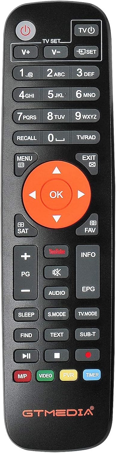 GTMEDIA V7 Pro remote control layout.