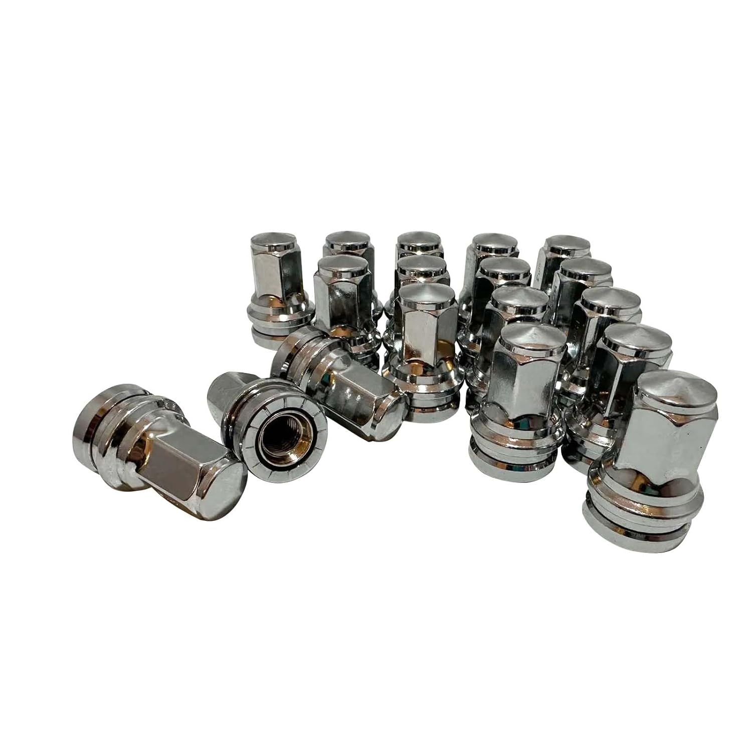 Set of 32 14x2.0mm Lug Nuts, Hunting Horse 1.9 Inch Tall Inch 13/16" Hex OEM Factory Style Flat Seat Lug Nuts Compatible with Ford 99-02 F-250 F-350 Excursion (Chrome)