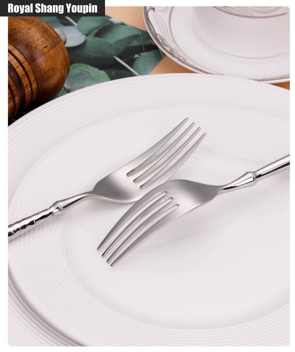 Manico Solido Martellato/lucido Cucina Acciaio Inossidabile Posate Stoviglie Posate Coltelli Forchette Cucchiai Set Cucchiaio E Forchetta Da Dessert Da Cucina (Manico a forma di martello,20 pezzi)