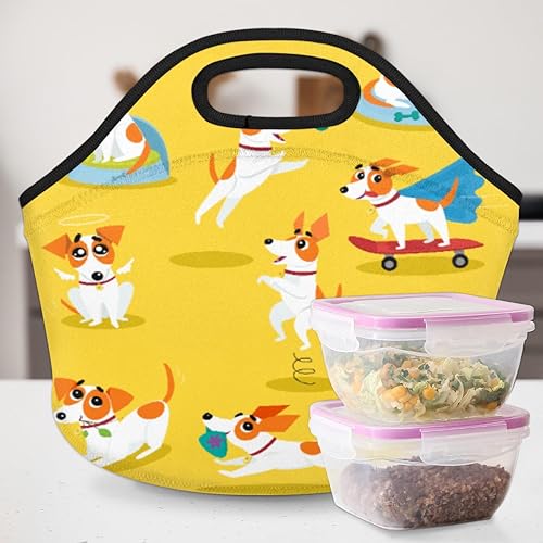 Miniatura 6 de Bonita bolsa de almuerzo de neopreno con diseño de dibujos animados para perros, reutilizable, aislada, suave, ligera, bolsa de almuerzo para