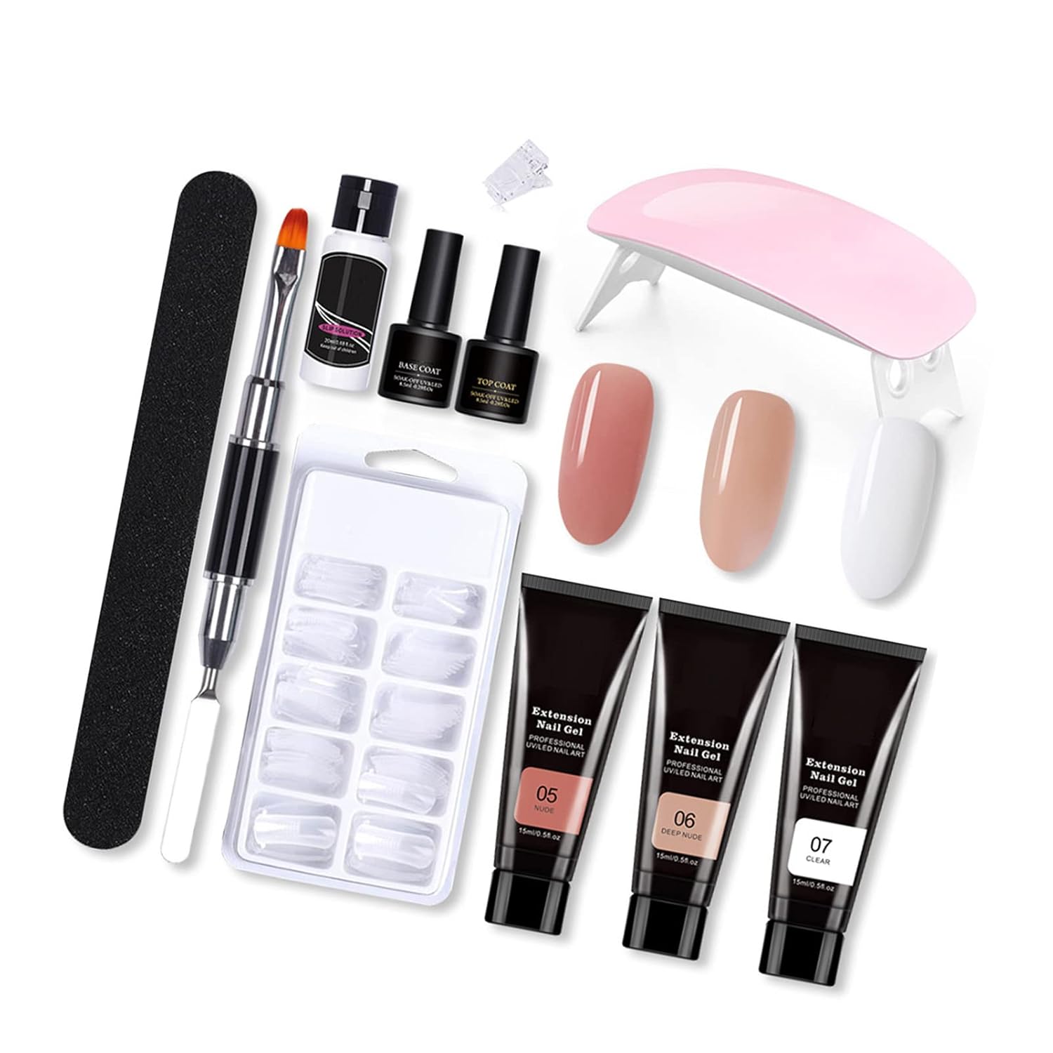 Nail Extension Gel Kit Professional Beautiful Gel Nail Polish Tool Set with Light