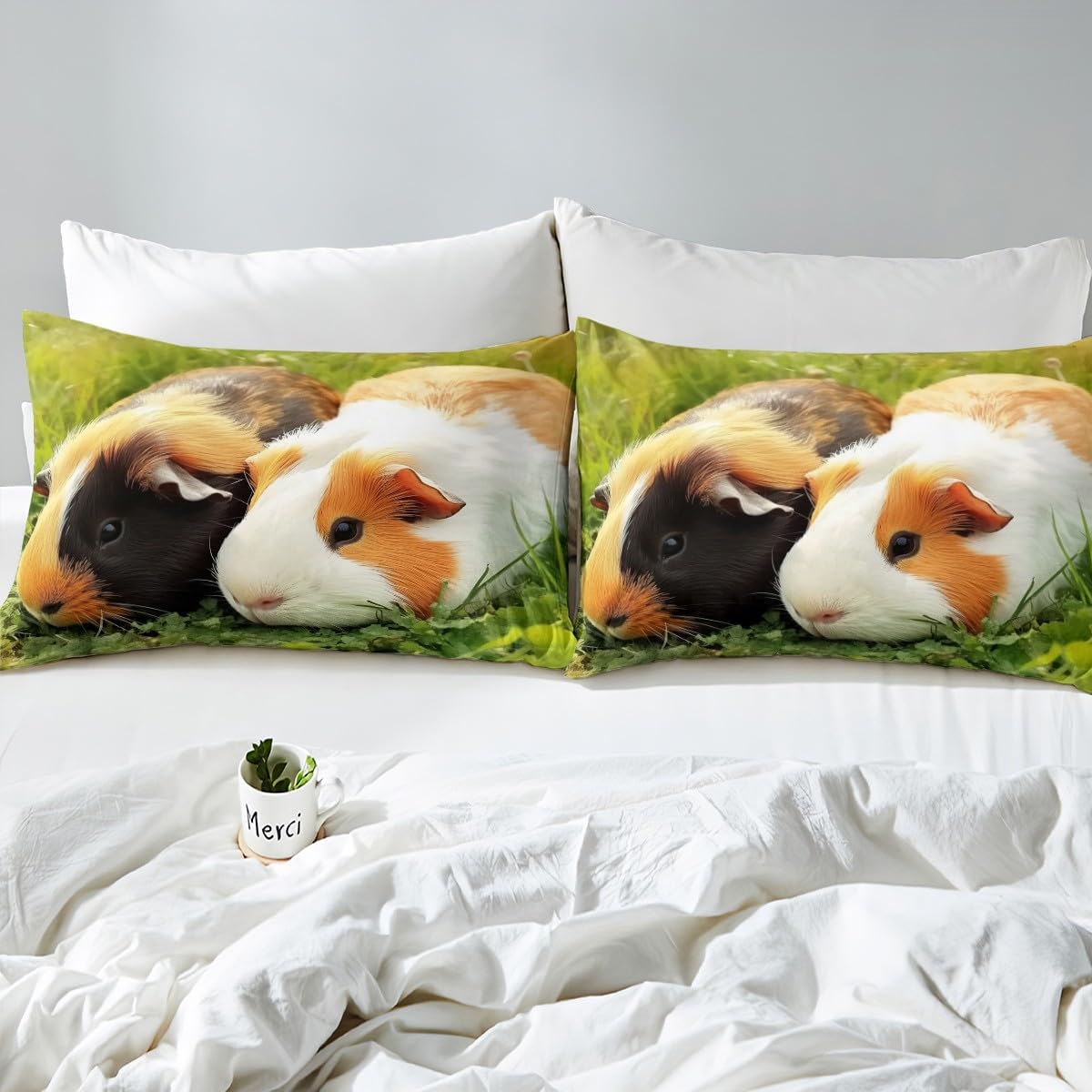 Feelyou Guinea Pig Duvet Cover 3D Cute Cavy Pattern Bedding Set for Kids Boys Girls Teens Room Pet Animal Decor Comforter Cover Set Guinea Pig Friends Bedspread Cover 3Pcs Zipper Full Size
