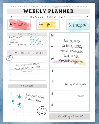 The Weekly Planner for ADHD: Executive Function Planning for ADHD, Artists, ASD, Visual Thinkers, and other Neurodivergents (Divergent Planners)