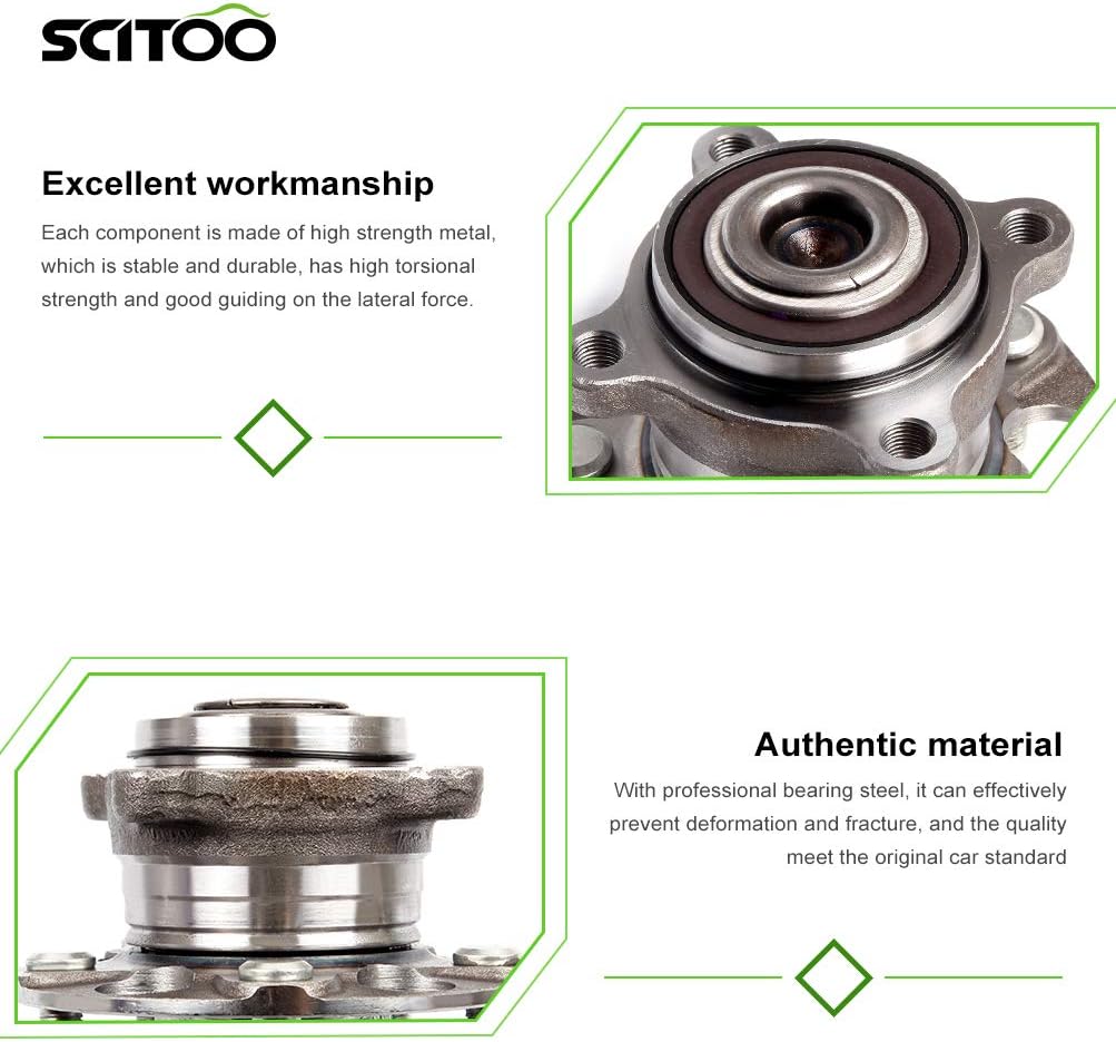 SCITOO Wheel Bearing and Hub Replaces 512353 Rear fit for Acura Tsx 2009-2014, for Honda Accord 2008-2012 Hub Bearing Assembly 5 Lugs W/ABS [2pc]